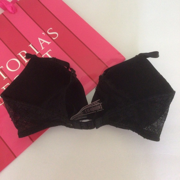 VICTORIAS SECRET VERY SEXY PUSH UP BRA BLACK SATIN AND LACE SIZE 32D - Picture 2 of 16